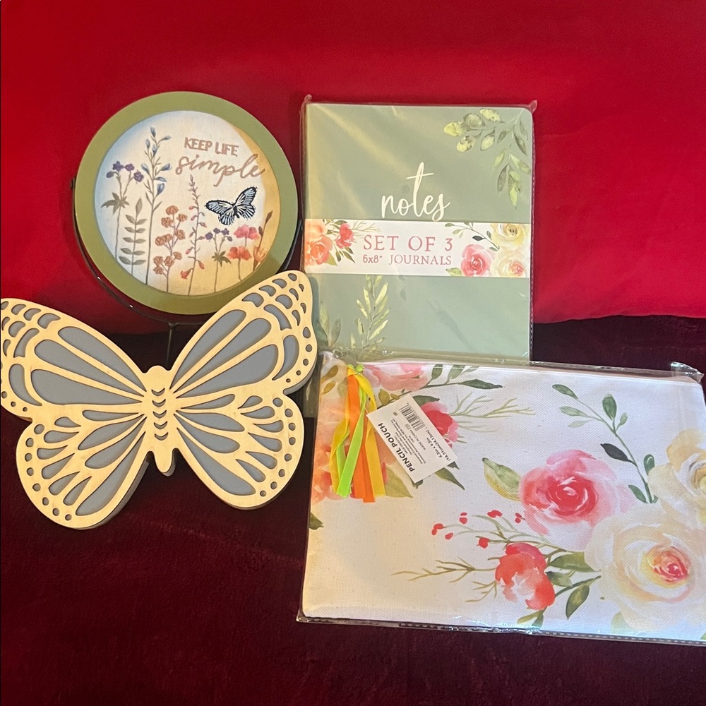 Floral Journal Set with Butterfly Decor